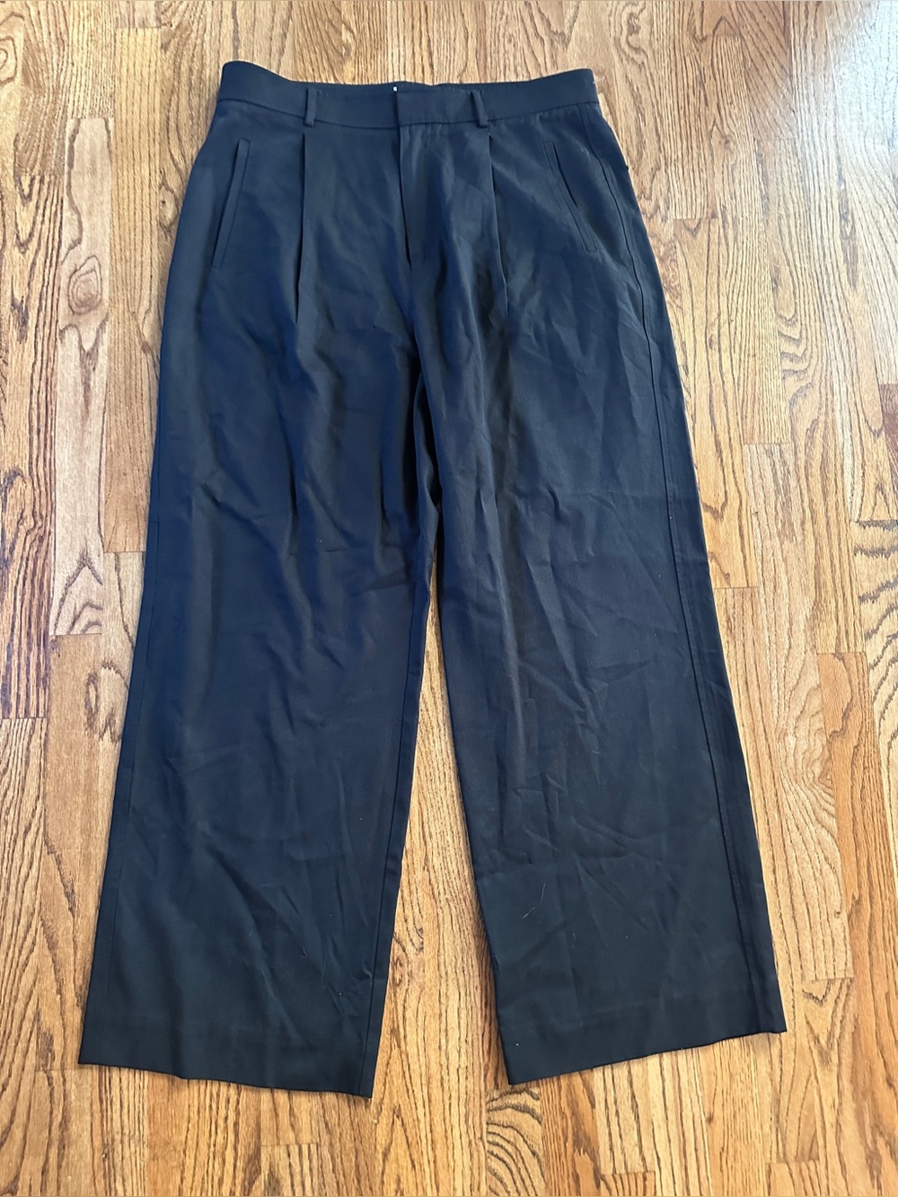 Everlane The Draper Pleated Pant Womens 16 Black Wide Leg Chino Twill Business